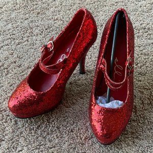 *SALE* NIB - Ellie Red Sparkle Glitter Mary Jane Platform Shoes